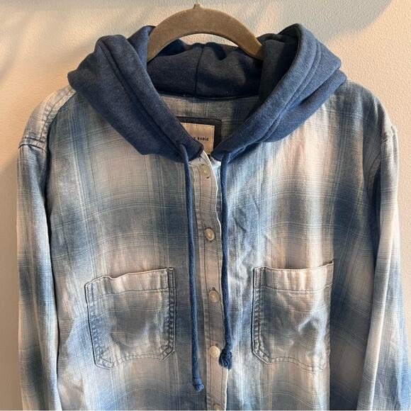 American Eagle Blue Cozy Cabin Flannel Hoodie Size M - Picture 3 of 8